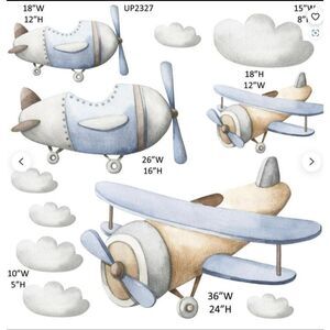 Airplane Vintage watercolor Props decorations backdrops cutouts signs table cent